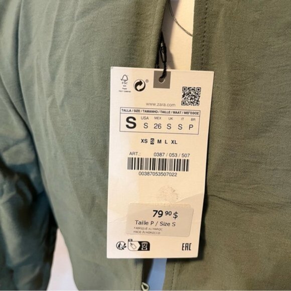 New With Tag Zara Belted Straight Leg Jumpsuit Khaki Size S - Picture 9 of 13